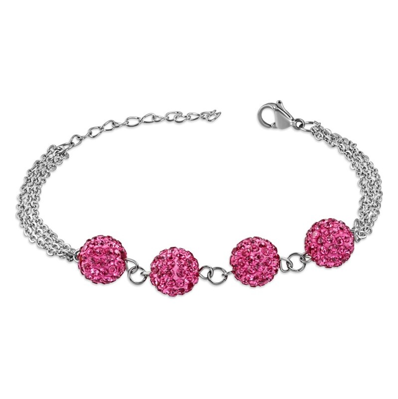 CITY STORM Dámsky oceľový náramok Shamballa ružový 66888804