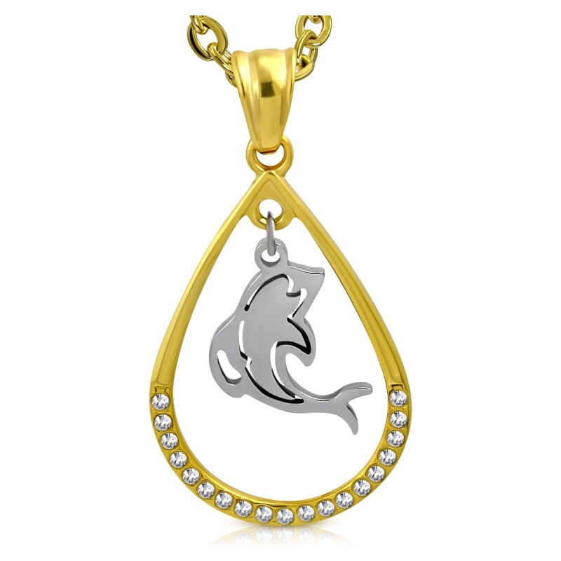 CITY STORM Dámska retiazka s príveskom slza s delfínom z chirurgickej 66888672