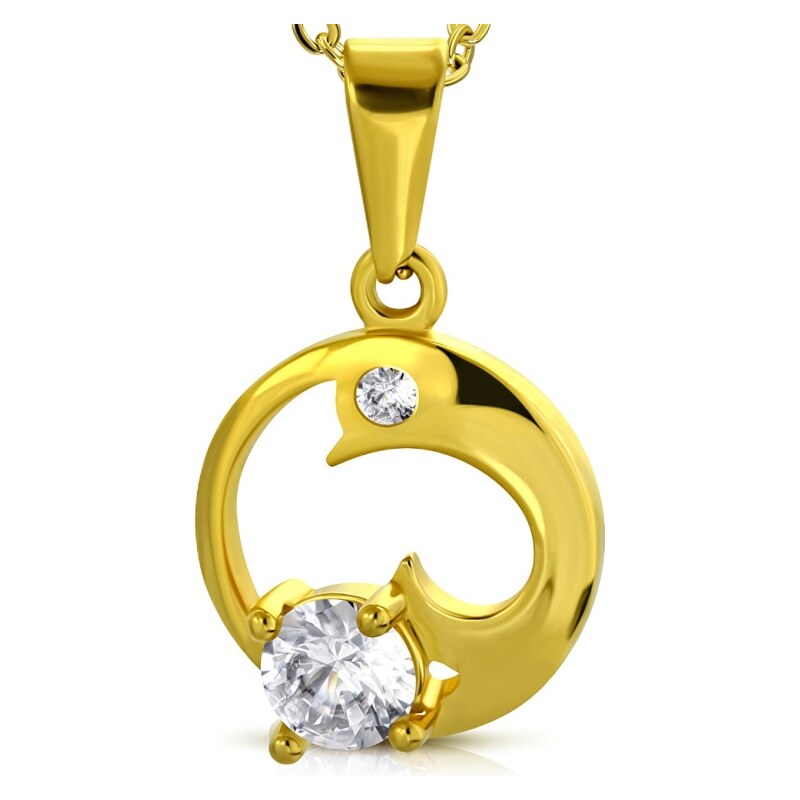 CITY STORM Dámska retiazka s okrúhlym príveskom delfín v zlatom 66888649