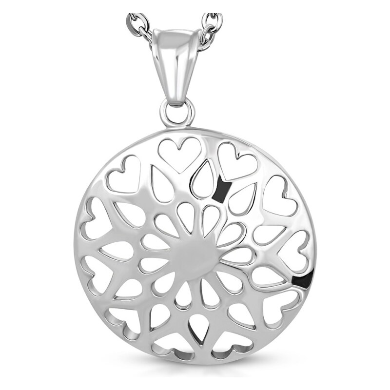 CITY STORM Dámska oceľová retiazka s okrúhlym príveskom Flower Heart 66888621