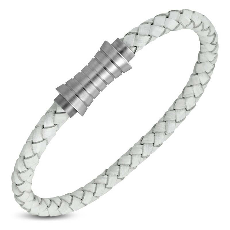 CITY STORM Náramok z eko kože v bielej farbe v kombinácií s oceľou 66888936