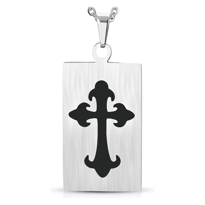 CITY STORM Pánska oceľová retiazka s príveskom platnička s čiernym 66889020