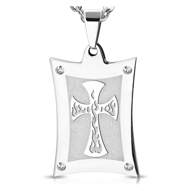 CITY STORM Pánska retiazka s príveskom platnička s horiacim krížom 66889040