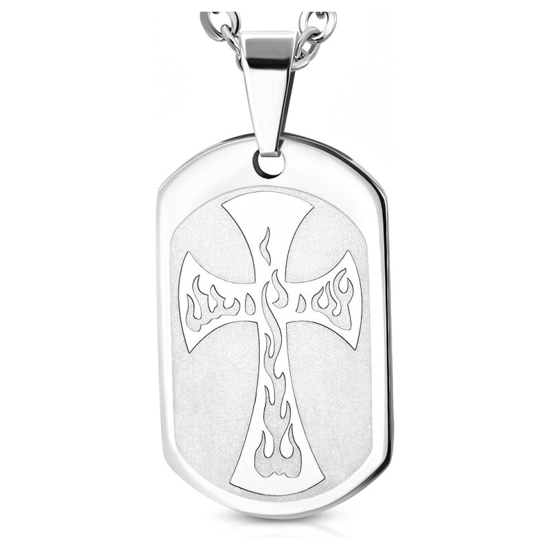 CITY STORM Pánska retiazka s príveskom platnička s horiacim krížom z 66889041