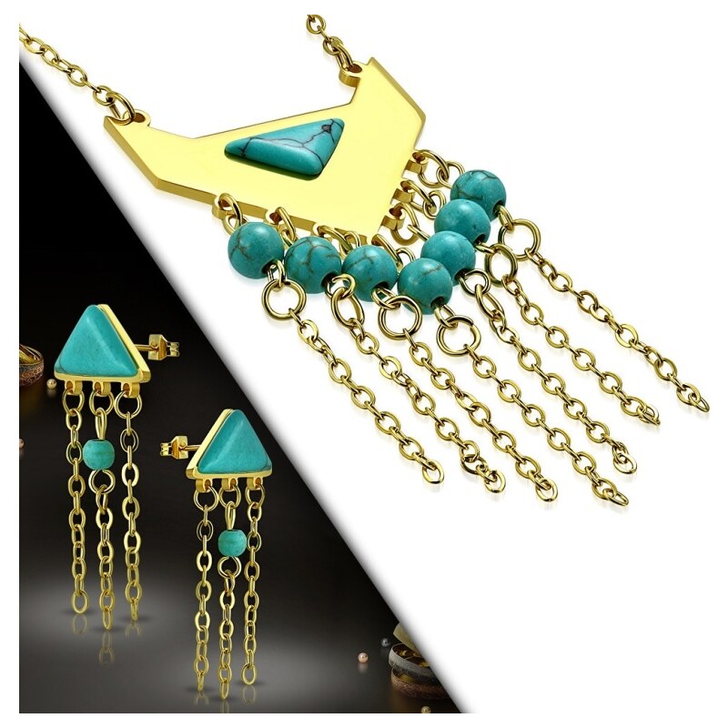 CITY STORM Dámsky set retiazka a náušnice trojuholník zo strapcami 66888833