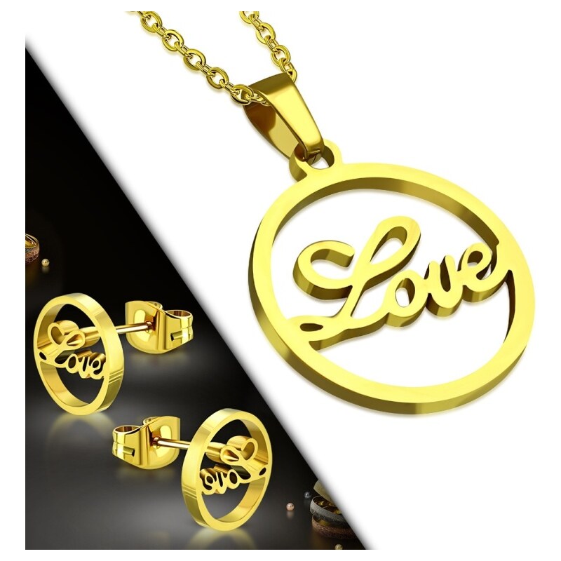 CITY STORM Dámsky set z ocele náušnice a okrúhly príveskom s nápisom 66888843