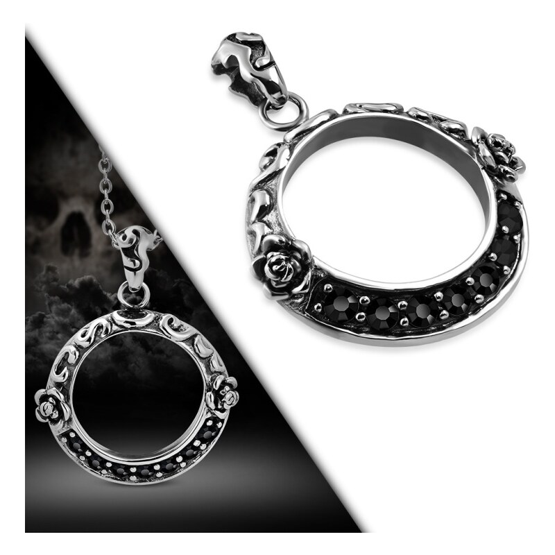 CITY STORM Dámska retiazka s vintage príveskom kruh zdobený ružami 66888695