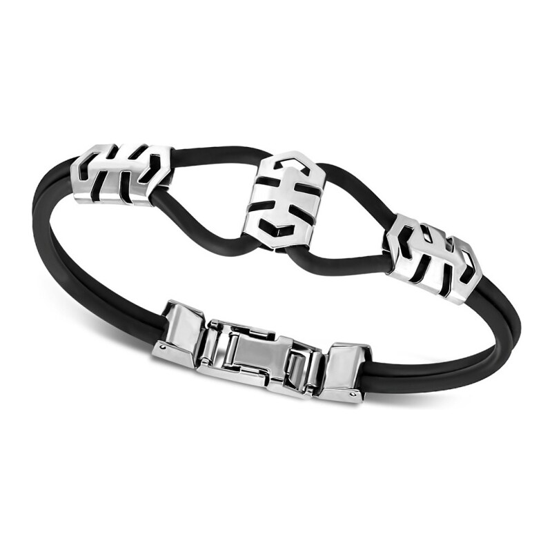 CITY STORM Pánsky silikónový náramok s ozdobnými platničkami z ocele 66889120