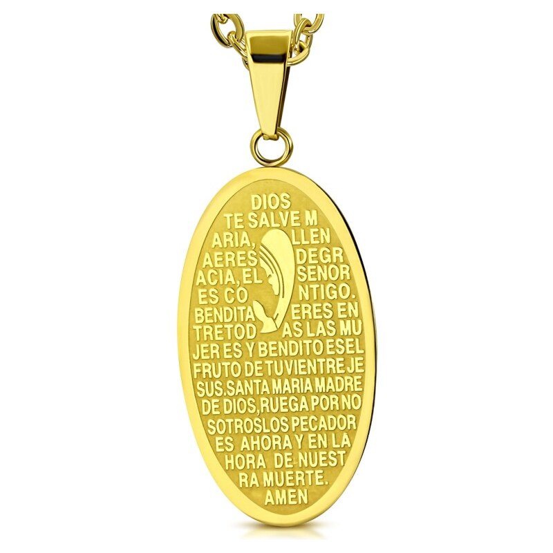 CITY STORM Oceľová retiazka s oválnym príveskom s modlitbou Holly Mary 66888976