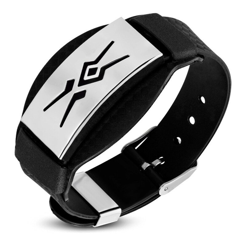 CITY STORM Hrubý pánsky náramok zo silikónovej gumy s oceľovou 66888871