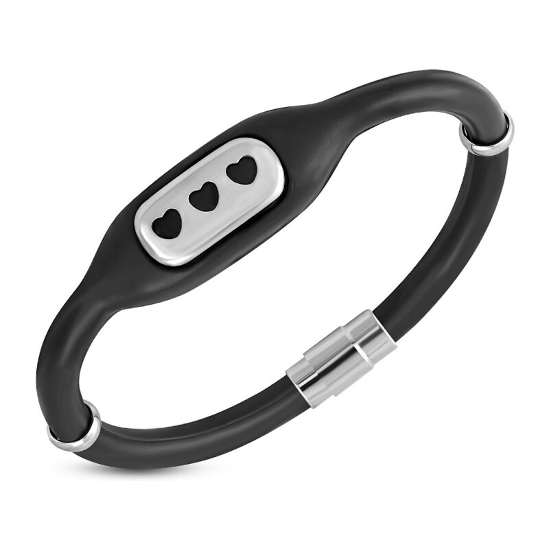 CITY STORM Dámsky náramok zo silikónovej gumy a ocele so srdiečkami 66888800