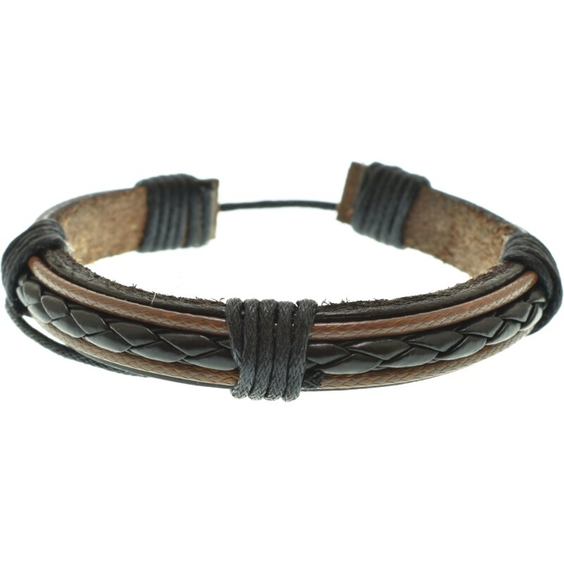 CITY STORM Pánsky náramok z eko kože pletený vzor - čiernohnedý 66889077