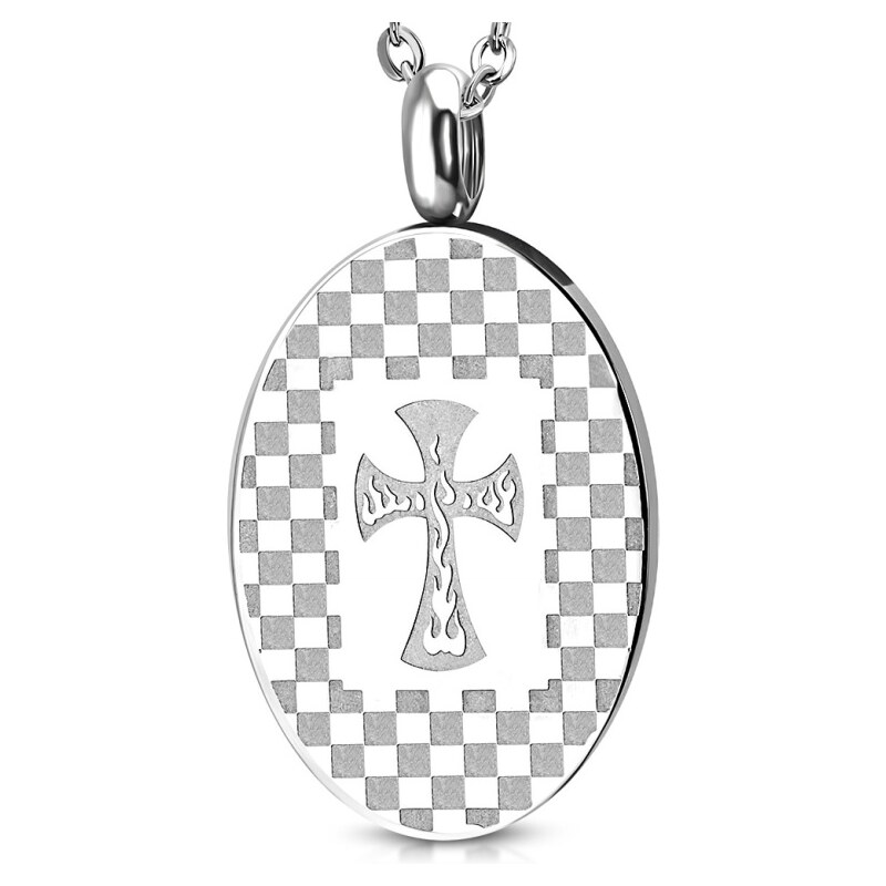 CITY STORM Pánska retiazka s oválnym príveskom s horiacim krížom z 66889033