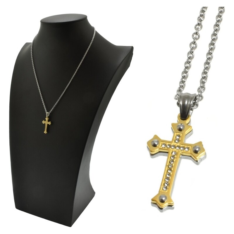 CITY STORM Retiazka s príveskom z ocele krížik s očkami zlatý - Rood 66889386