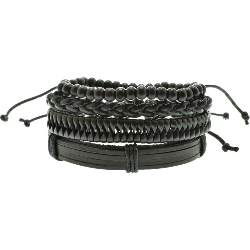 CITY STORM Pánsky set náramkov z eko kože a dreva Bennett II. 66889112