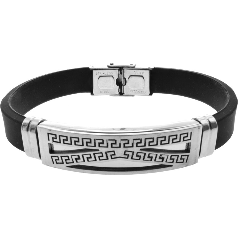 CITY STORM Pánsky silikónový náramok z platničkou grécky vzor 66889121