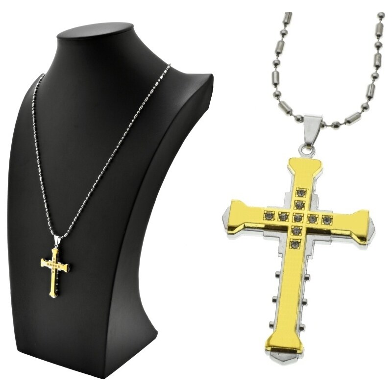 CITY STORM Prívesok kríž s očkami v zlatom prevedení s retiazkou v 66889138