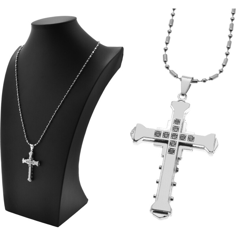 CITY STORM Prívesok kríž s očkami s retiazkou v military štýle z ocele 66889136