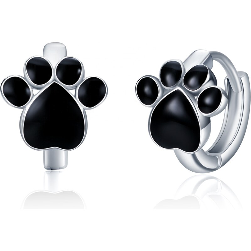 Olivie Strieborné krúžky ČIERNE LABKY 4882 22007012