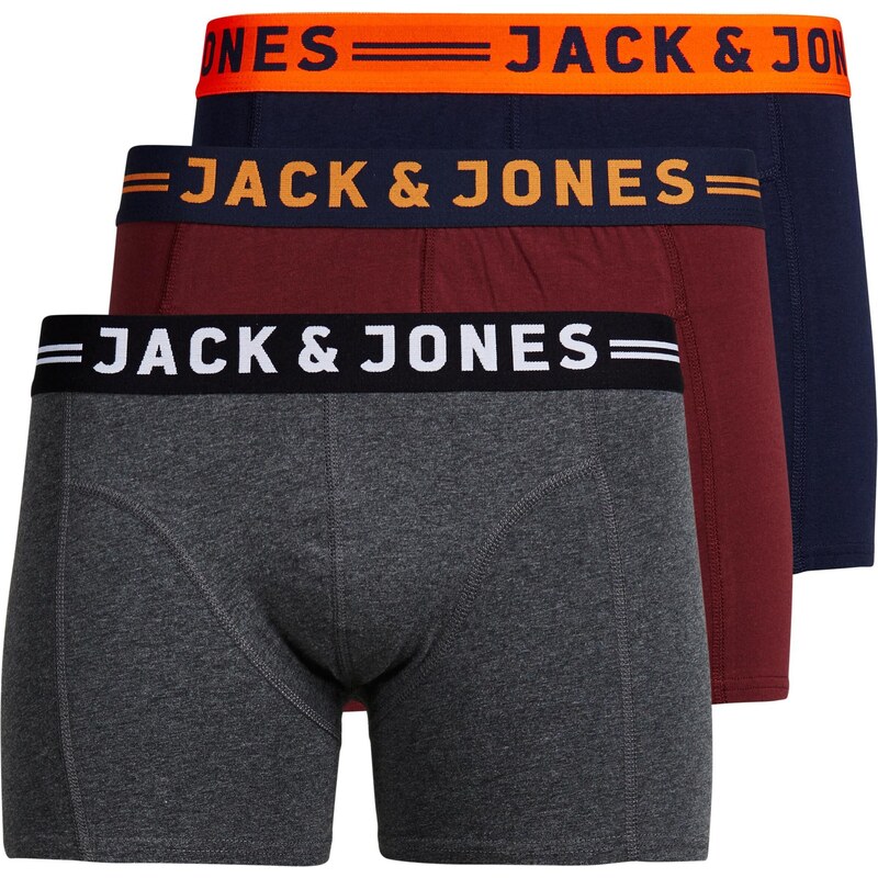 JACK & JONES Boxerky Lichfield námornícka modrá / oranžová / vínovo 11999581