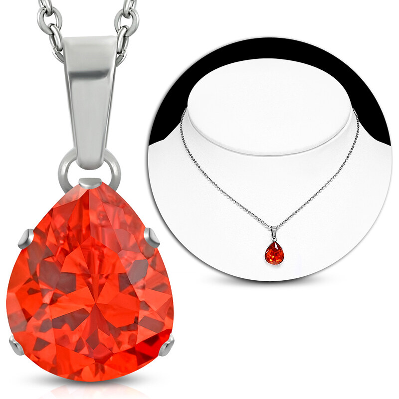 CITY STORM Retiazka s príveskom v tvare svetlej červenej kvapky 66889375