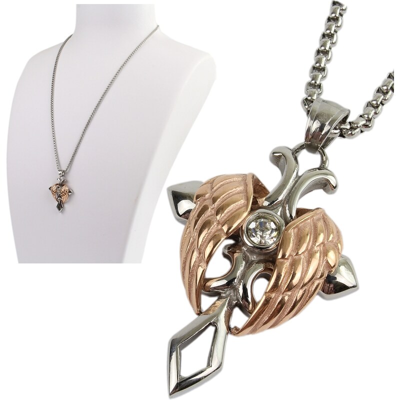 CITY STORM Retiazka s príveskom Kríž s krídlami medenej farby 66889223