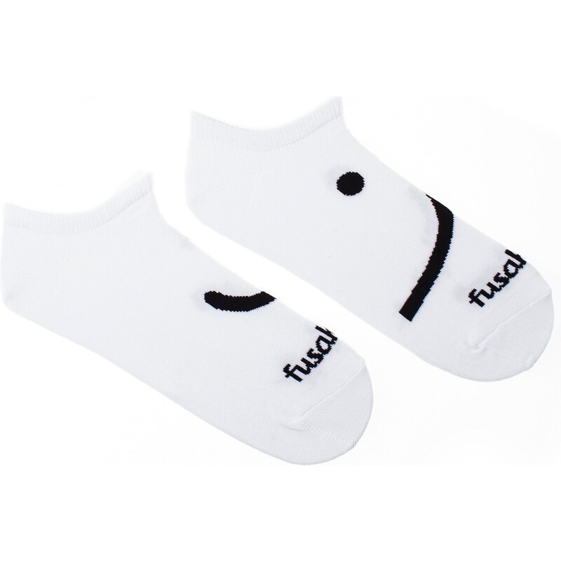 Fusakle Členkové ponožky smajlík biele
