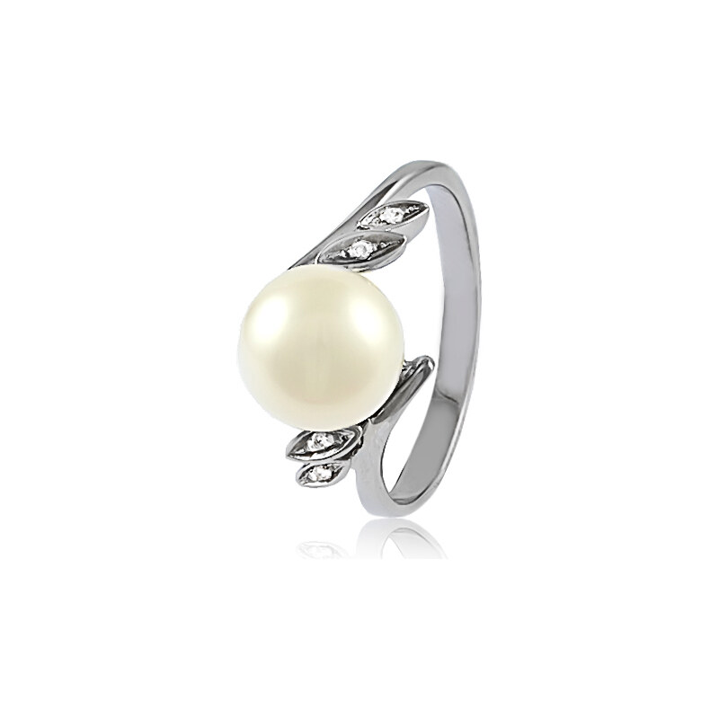 GOLDIE Zlatý prsteň so sladkovodnou perlou a diamantmi Ellen LRG126.GMX