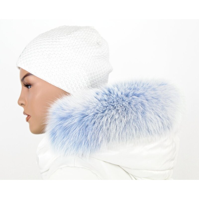 Sikora Kožušinový lem na kapucňu - golier líška snowtop nebeská modrá 37367757