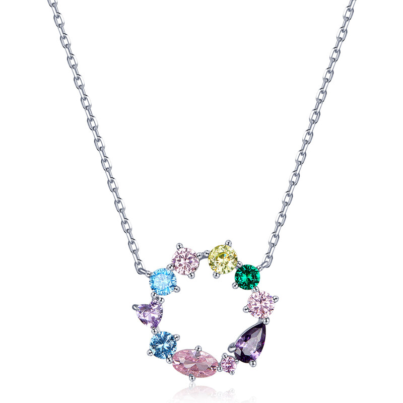 Ligot Strieborný náhrdelník farebný kruh 47631425