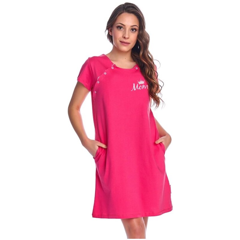 Doctor Nap Dámska nočná košeľa s vreckami, ružová na dojčenie veľ. XL