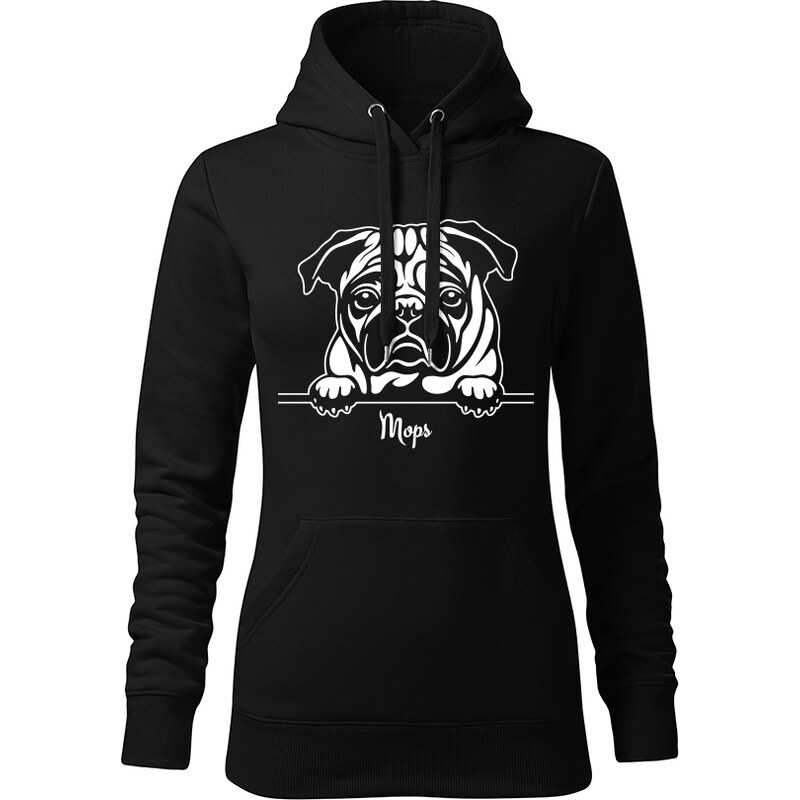 T-ričko Mops, dámska mikina s vlastným textom 21917403