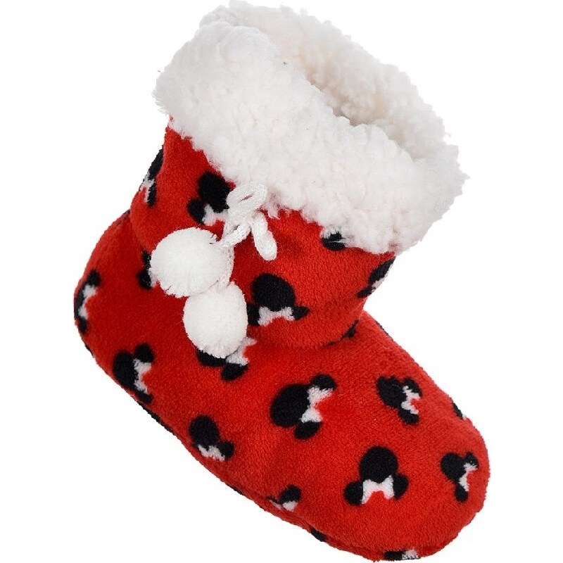 Minnie Mouse červené chlpaté papuče 21941673