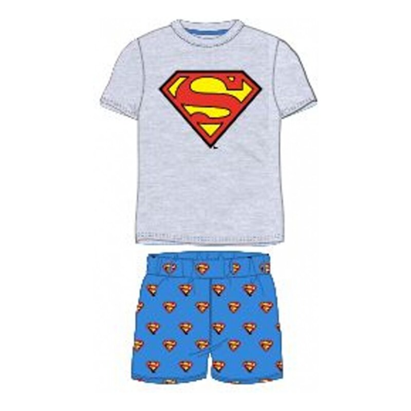 E plus M Chlapčenské / detské letné pyžamo Superman - sivé / 100% bavlna
