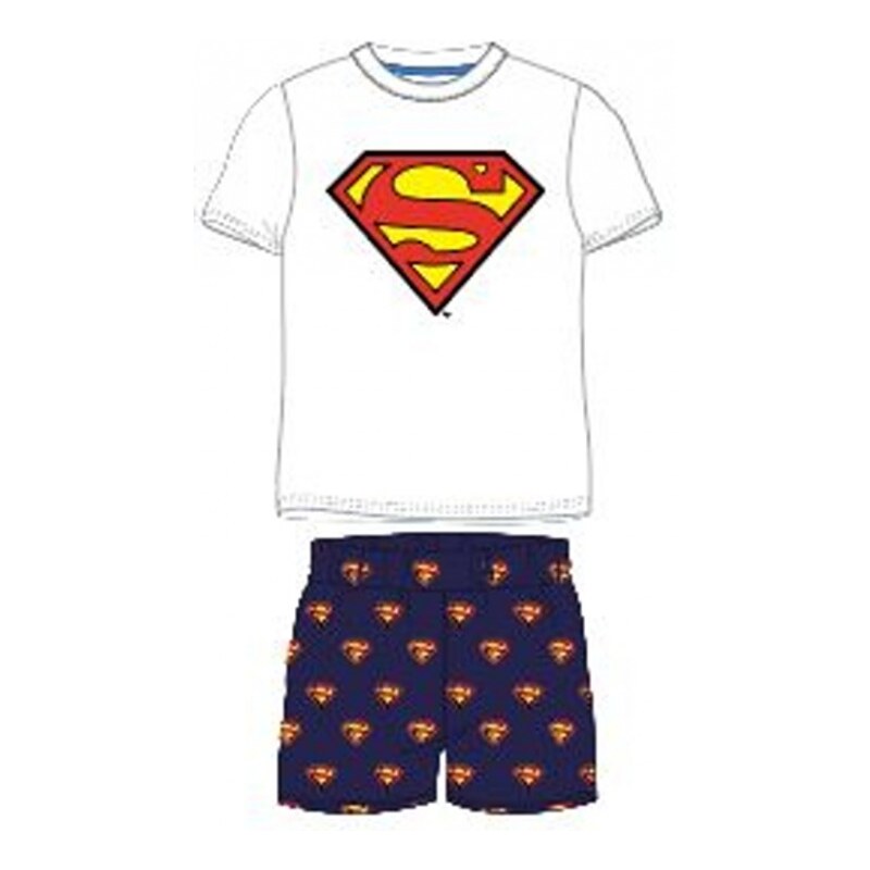 E plus M Chlapčenské letné pyžamo Superman - biele / 100% bavlna