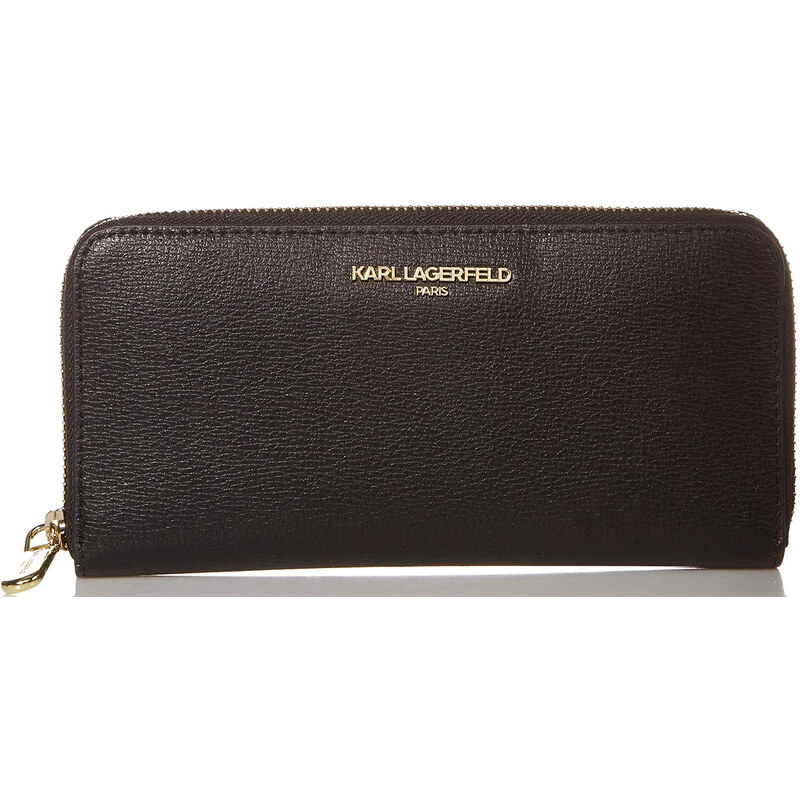Karl Lagerfeld Paris Zip Around Wallet Black Gold