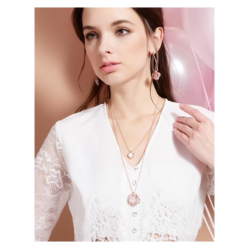 SWAROVSKI Elements Swarovski e. dlhý, dvojitý náhrdelník Camelia 13657377