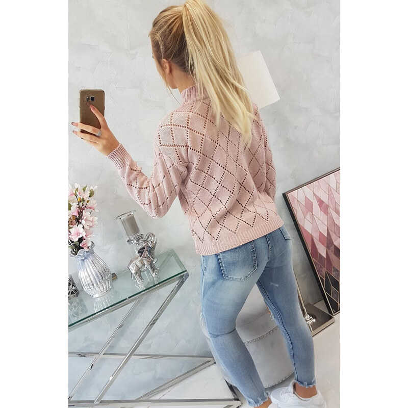 MladaModa Sveter s perforovaným vzorom a stojačikom model 2020-18 22028508