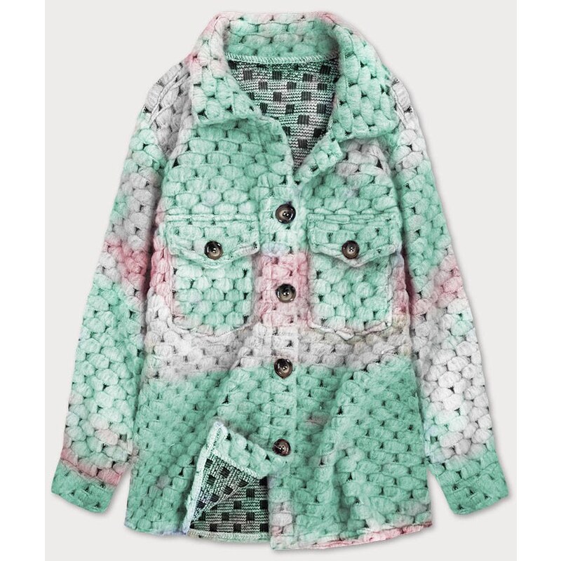 MADE IN ITALY Ružovo-mätová dámska košeľová bunda so stojačikom (1132) 49732852