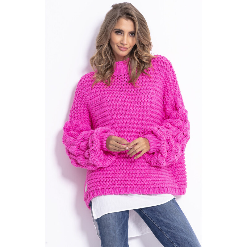 Glara Dámsky vlnený hrubo pletený sveter 29802109