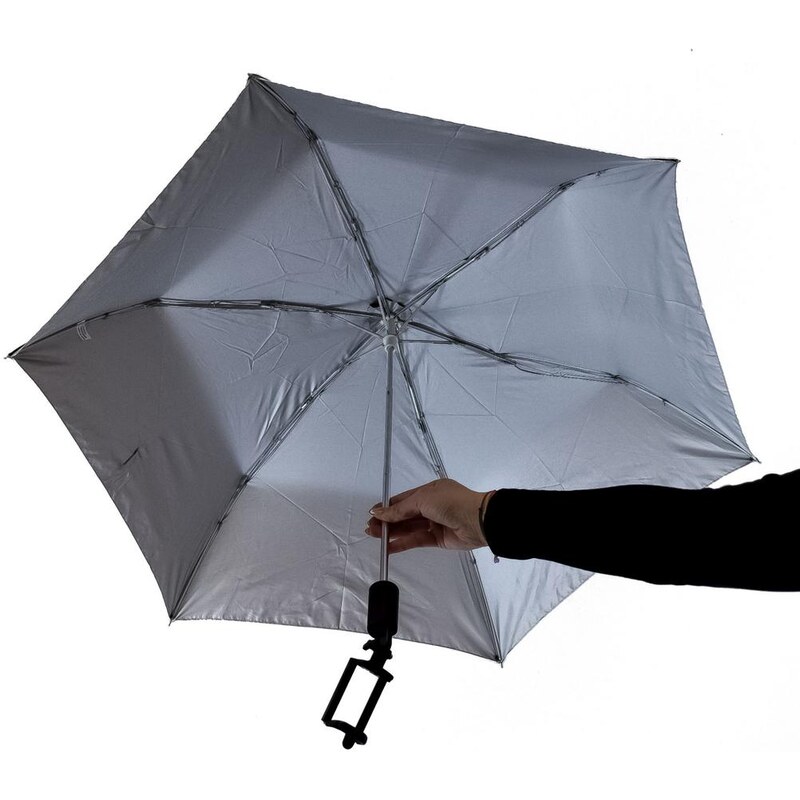 JOHN-C Unisex sivý dáždnik so selfie tyčou
