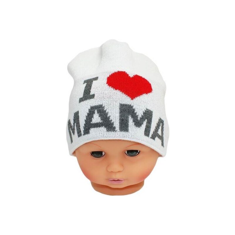 Proman Detská zimná čiapka I LOVE MAMA biela