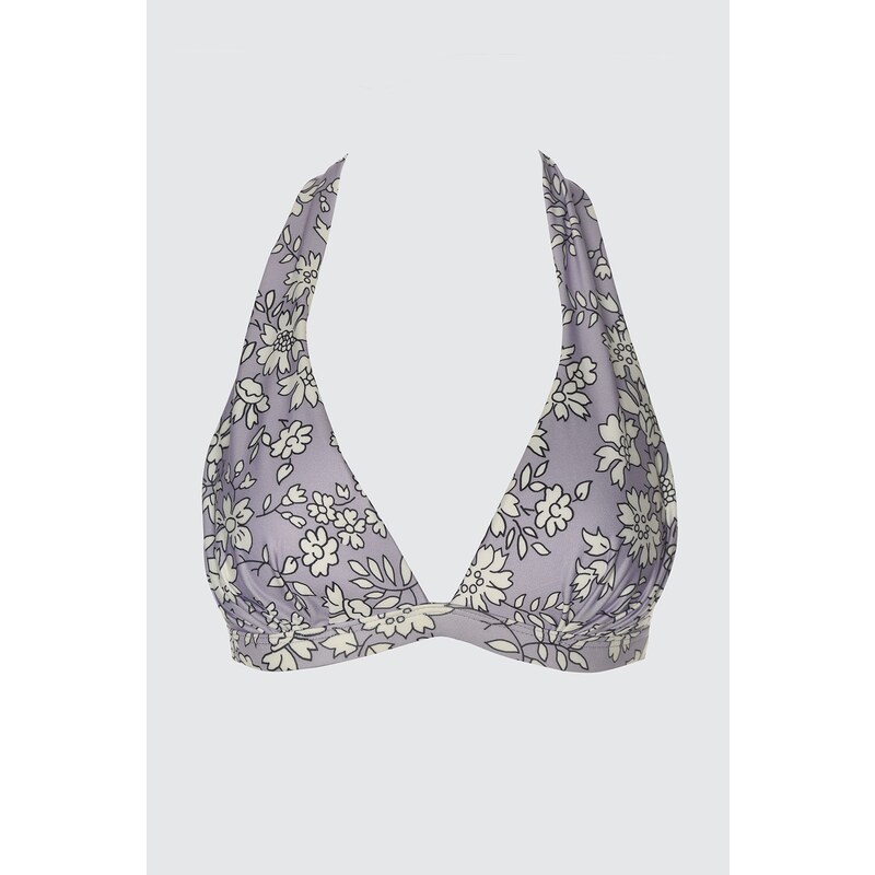 Trendyol Floral Patterned Neck Tie Bikini Top 55474679