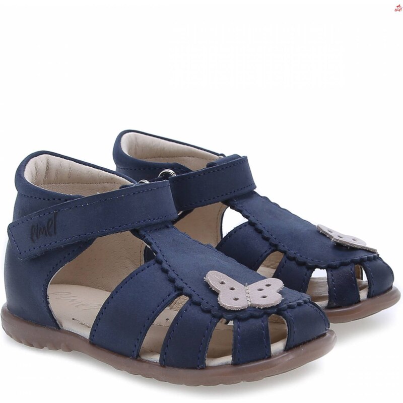 Detské kožené sandálky EMEL E2183-16 s motýlikom 46771072