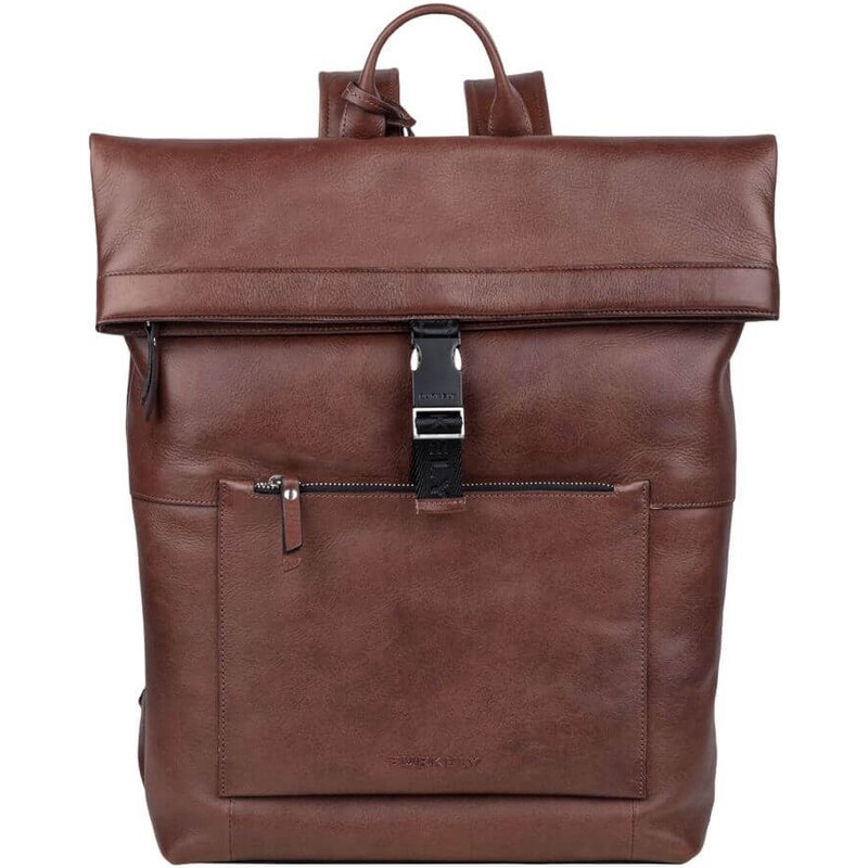 Trendy kožený batoh Burkely Rolltop - hnedá 22178448
