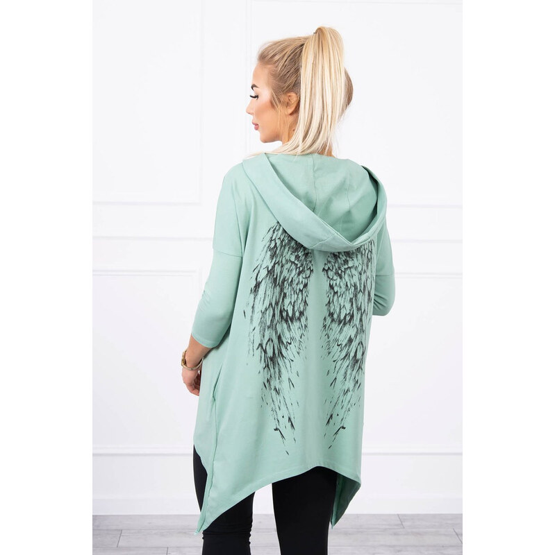 MladaModa Mikina s kapucňou s potlačou krídel na chrbte model 9140 66345653