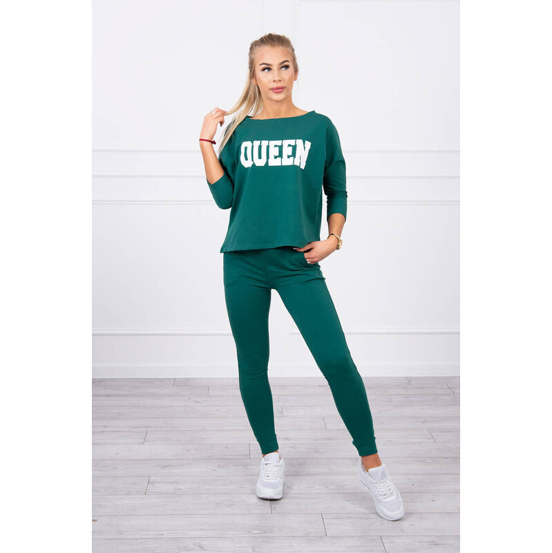 MladaModa Tepláková súprava s nápisom Queen model 66977 tmavozelená 66338102