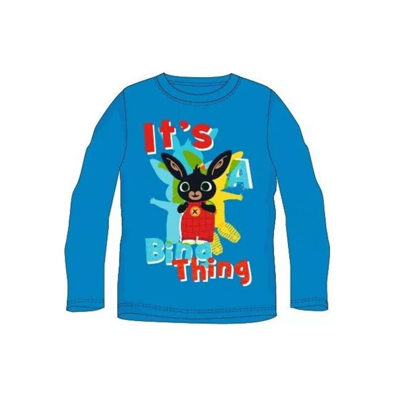 E plus M Chlapčenské / detské bavlnené tričko s dlhým rukávom Zajačik Bing - modré