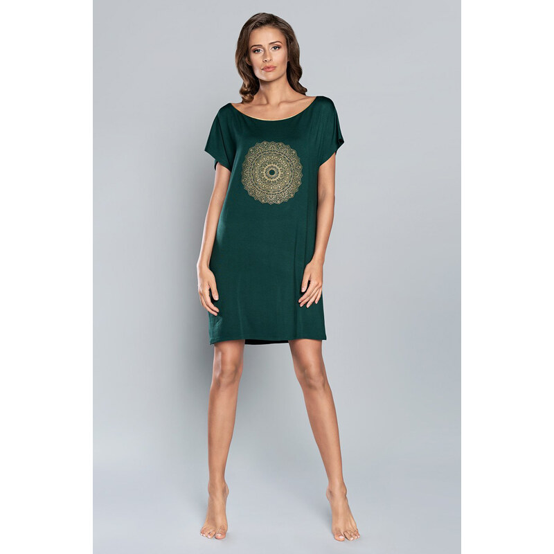 Italian Fashion Elegantná nočná košeľa Mandala zelená, Farba zelená