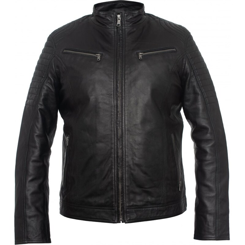 MAX Pánska kožená bunda 8066 čierna 22306234